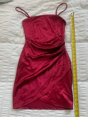 Windsor Red Spaghetti-Strap Satin mini Dress - Women XS